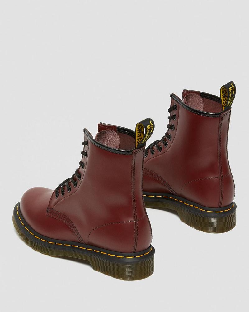 Pink / Red Women's Dr Martens 1460 Smooth Leather Lace Up Boots | CA 202LIS